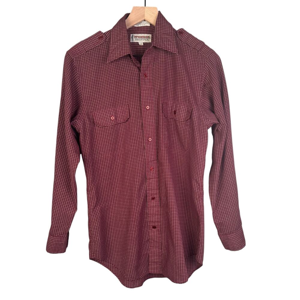 Vintage McGregor Bagpiper Shirt Men Small Long Sleeve Button Down Top Causal